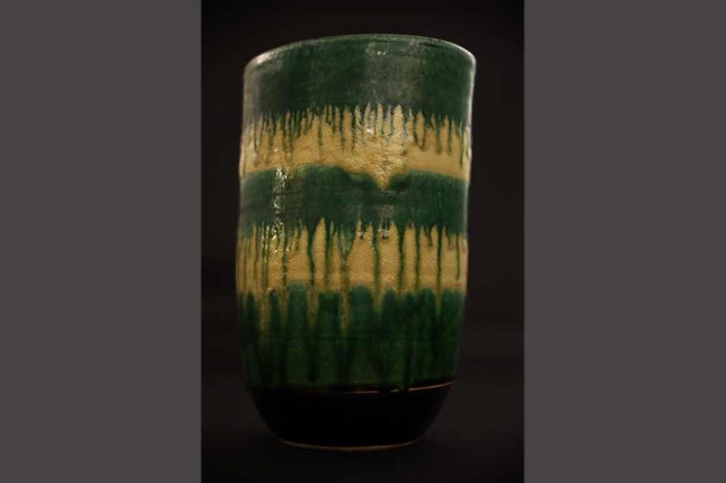 黄瀬戸織部花器07