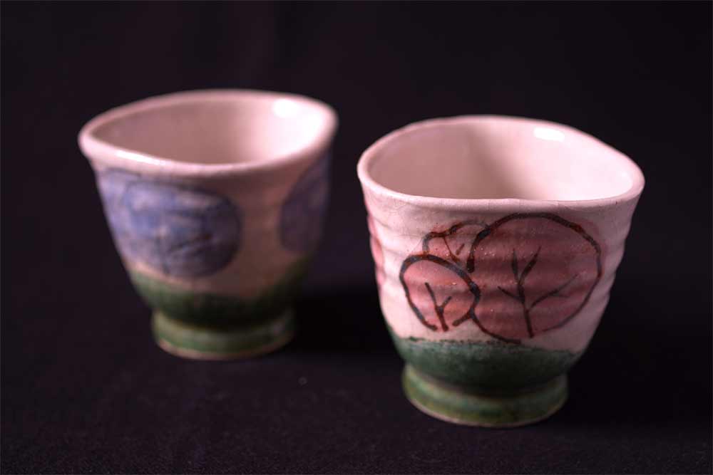 織部青葉桜湯呑